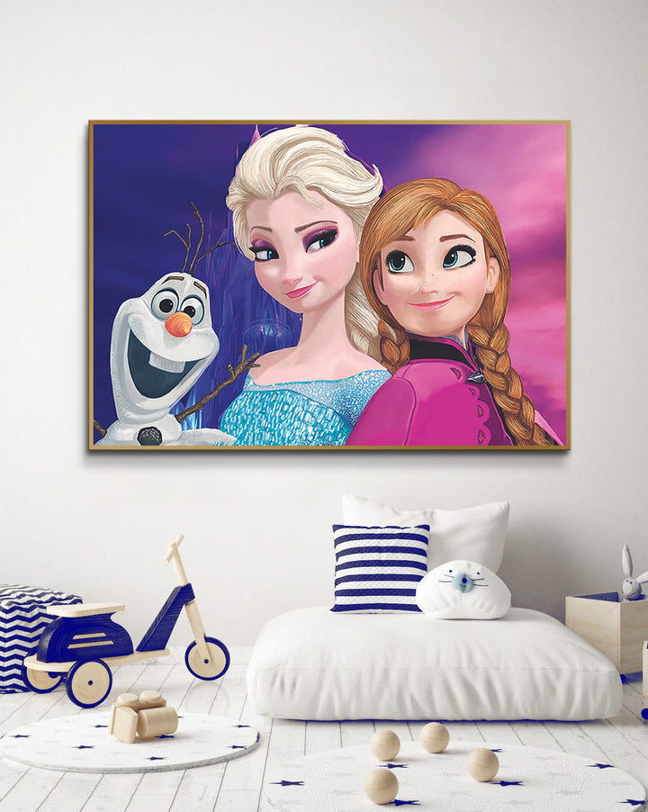 Cuadro Frozen decorando una habitación de niña Massinart