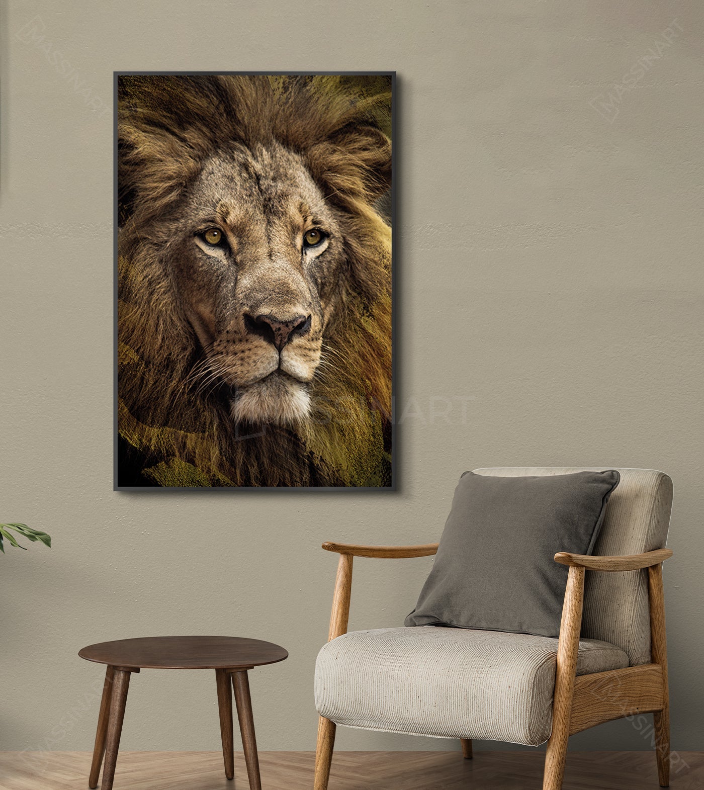 Cuadro león Massinart — ambiente salón moderno decoración mural pared