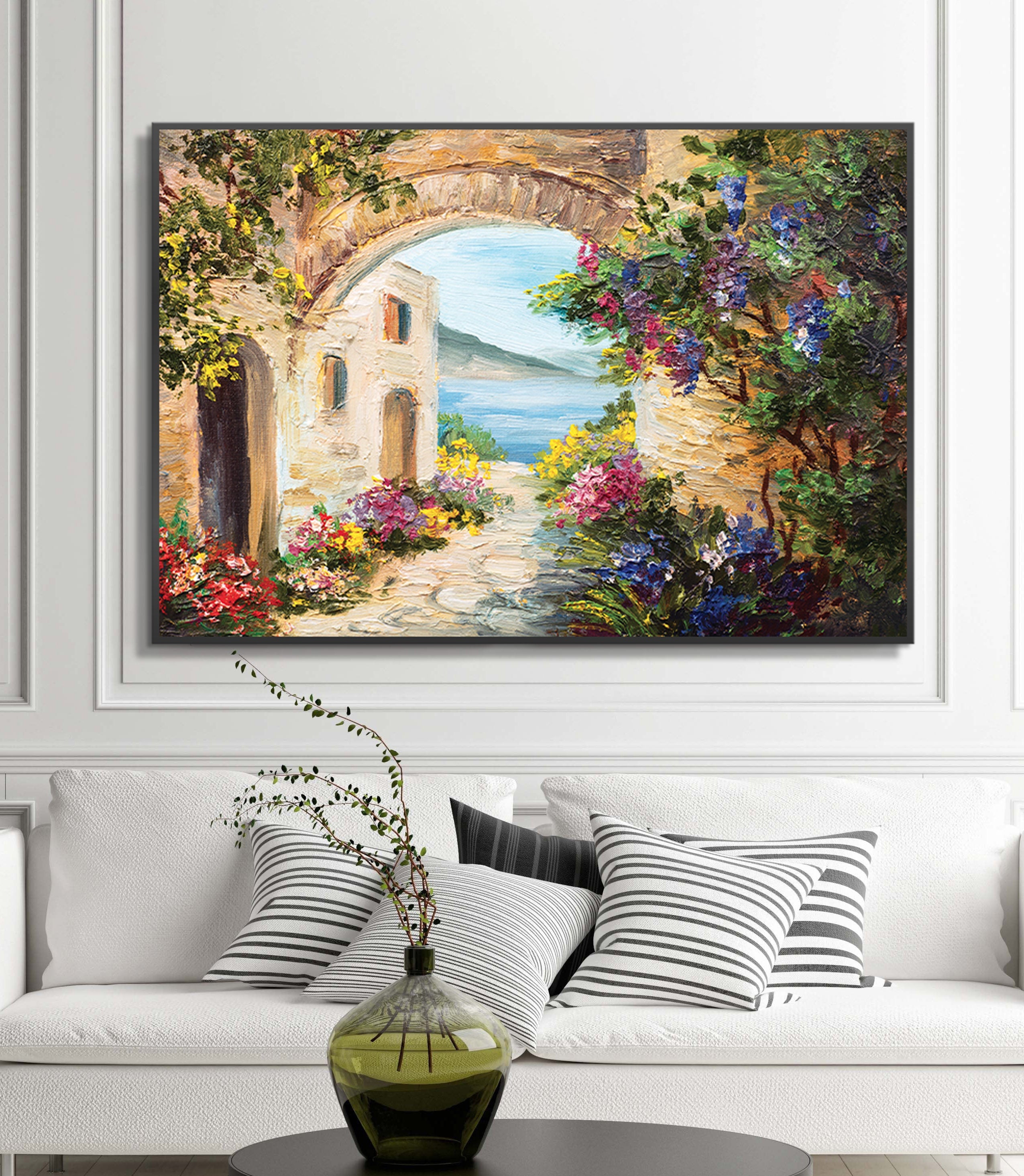 Cuadro Magic Sea Gardens — ambientación en salón moderno, decoración de pared