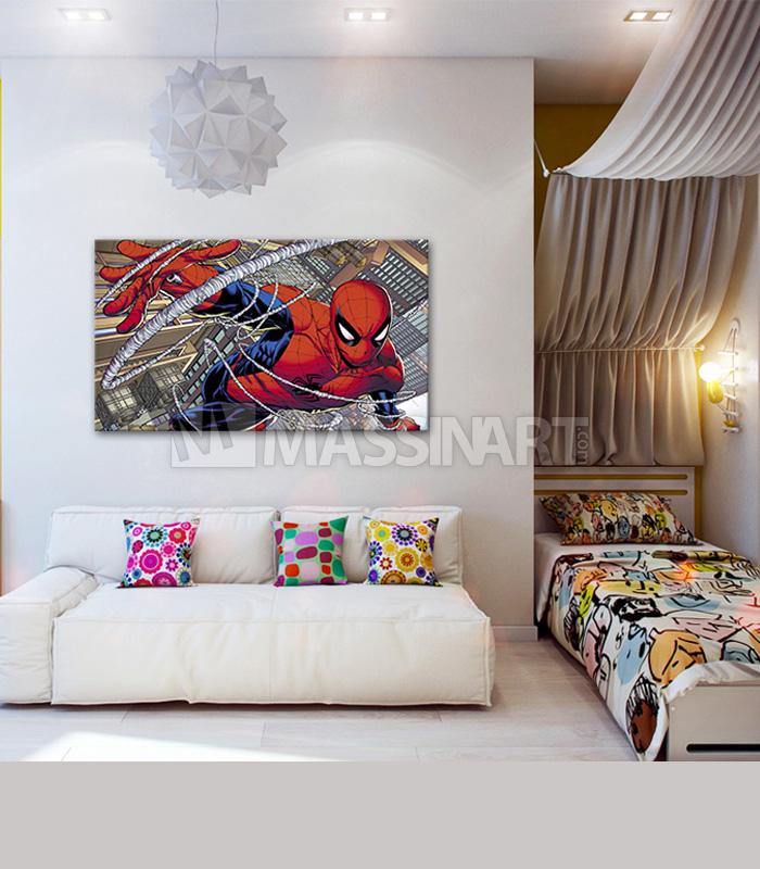 Cuadro Spiderman estilo pop-art en rojo y azul, decoración habitación infantil Massinart