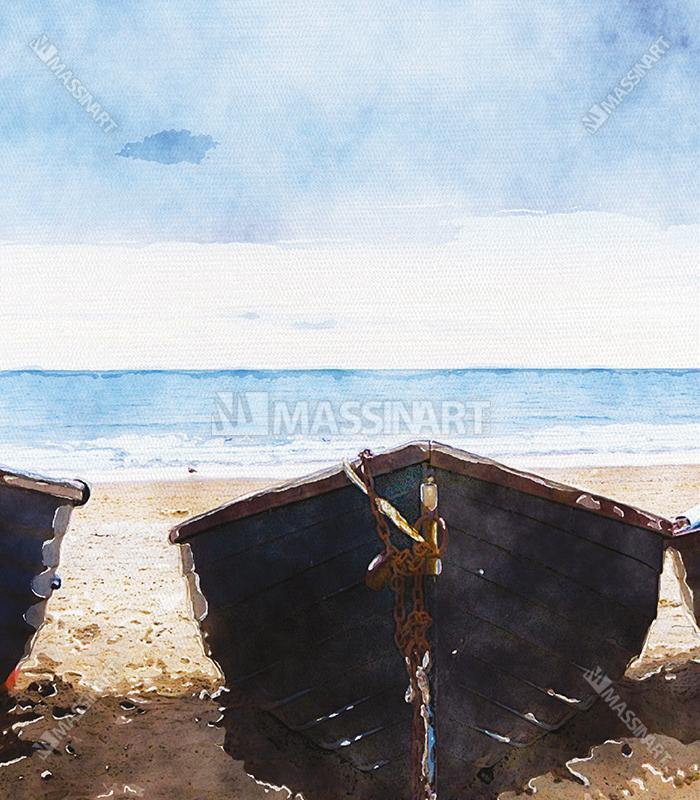 Cuadro artístico de barcas de pesca, arte mural moderno para decoración de salón o dormitorio — Massinart