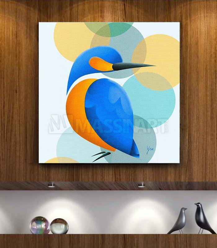 Cuadro Bluebird — ilustración minimalista de pájaro azul, arte mural decorativo para salón o dormitorio — Massinart