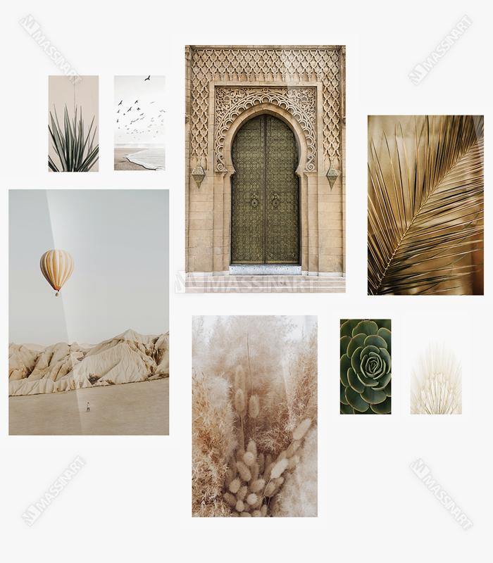 Embalaje y envío de la composición mural Moroccan Boho de Massinart — listo para colgar