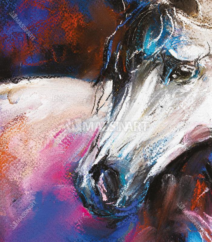 Cuadro Caballo nocturno Massinart — embalaje de envío listo para colgar