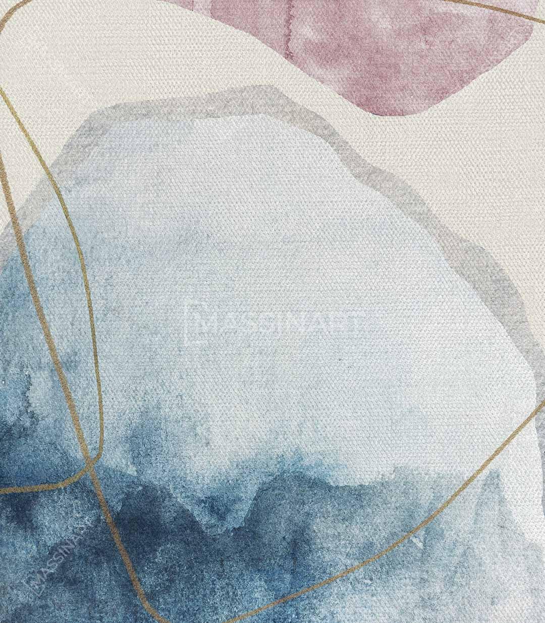 Cuadro abstracto díptico pastel — lienzo olas salón moderno Massinart
