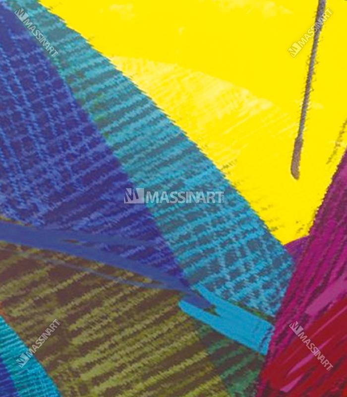 Cuadro Flying Umbrellas de Massinart embalado y listo para colgar