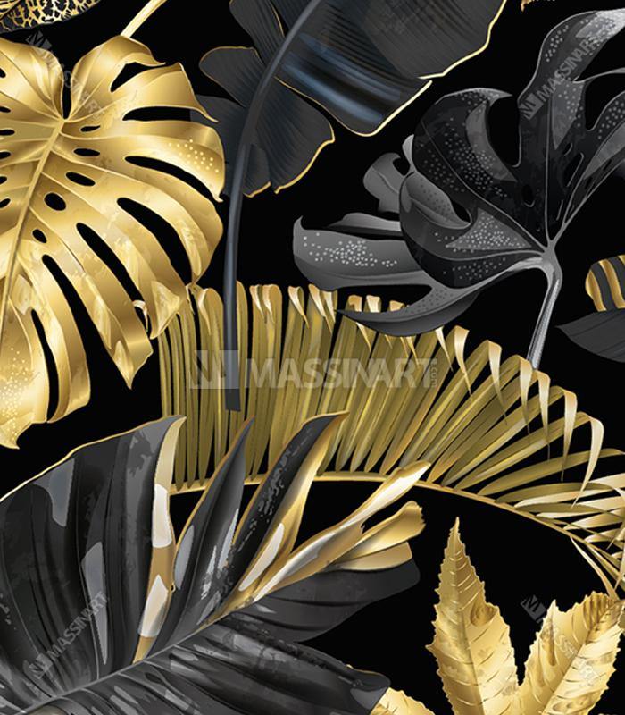 Embalaje del cuadro Golden and Black Leaves de Massinart, listo para colgar