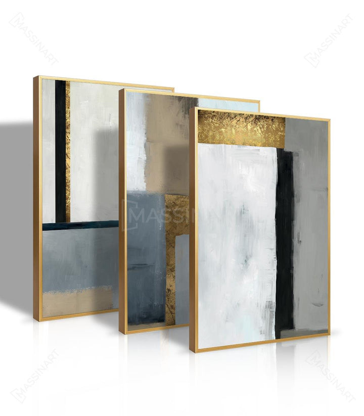 Tríptico abstracto en salón moderno, decoración de pared contemporánea — Massinart