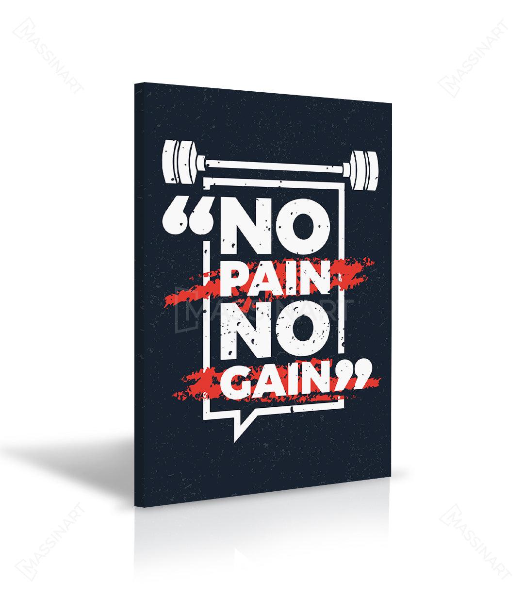 Simulación habitación loft — cuadro tipografía fitness No Pain No Gain de Massinart