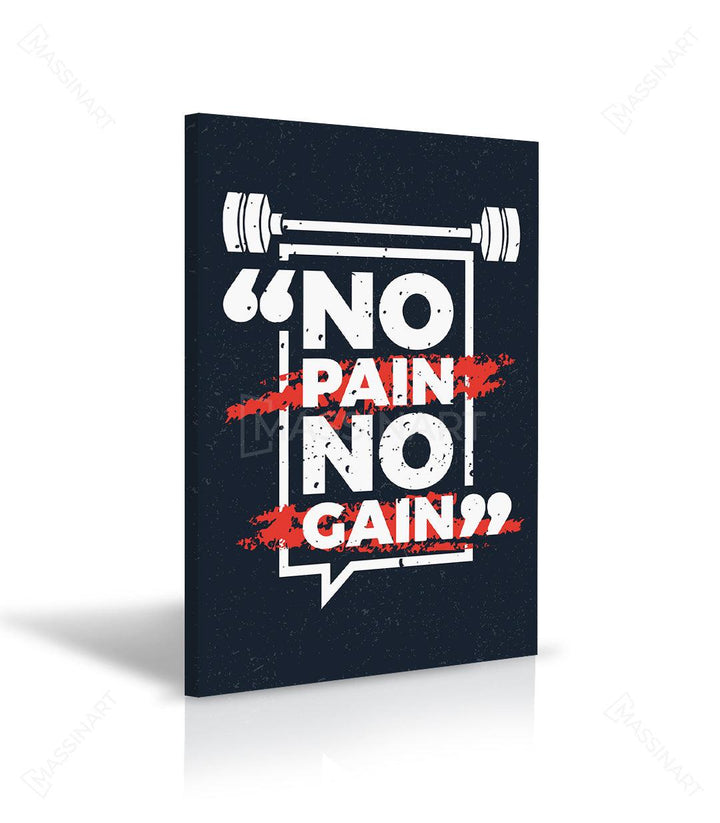 Simulación habitación loft — cuadro tipografía fitness No Pain No Gain de Massinart