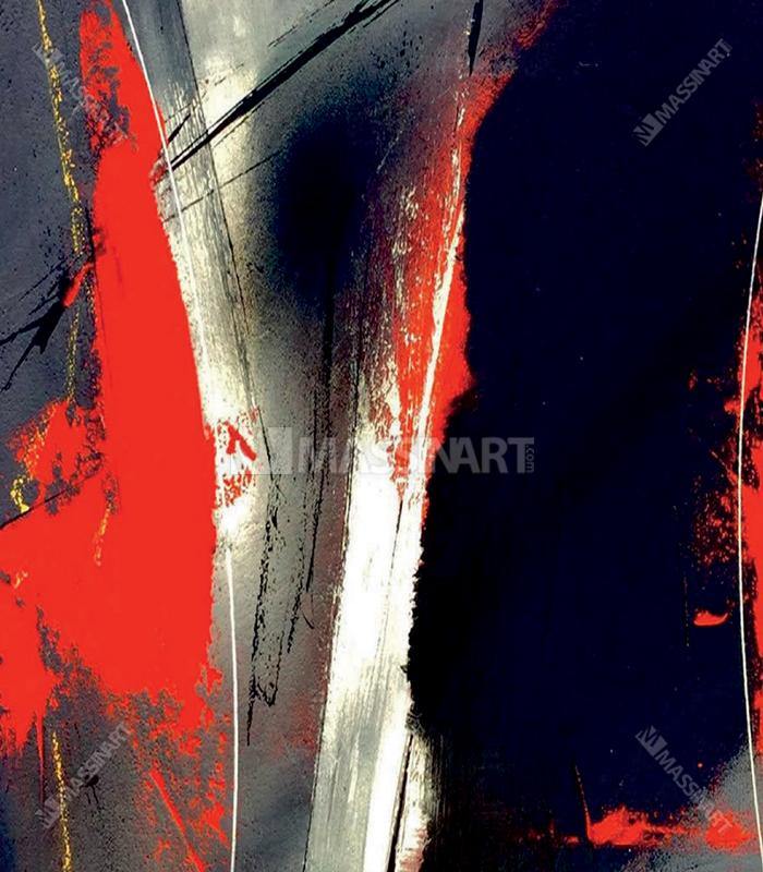 Cuadro Red and Grey Abstract de Massinart embalado y listo para colgar