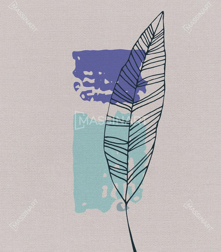 Conjunto tríptico hojas minimalistas en interior nórdico y espacios decorados Massinart