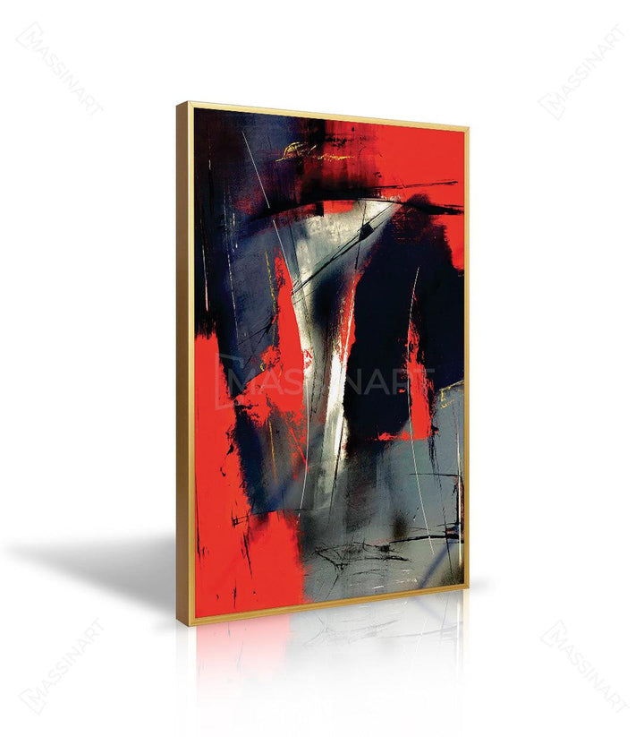 Cuadro abstracto rojo y gris en salón moderno, decoración de pared contemporánea — Massinart