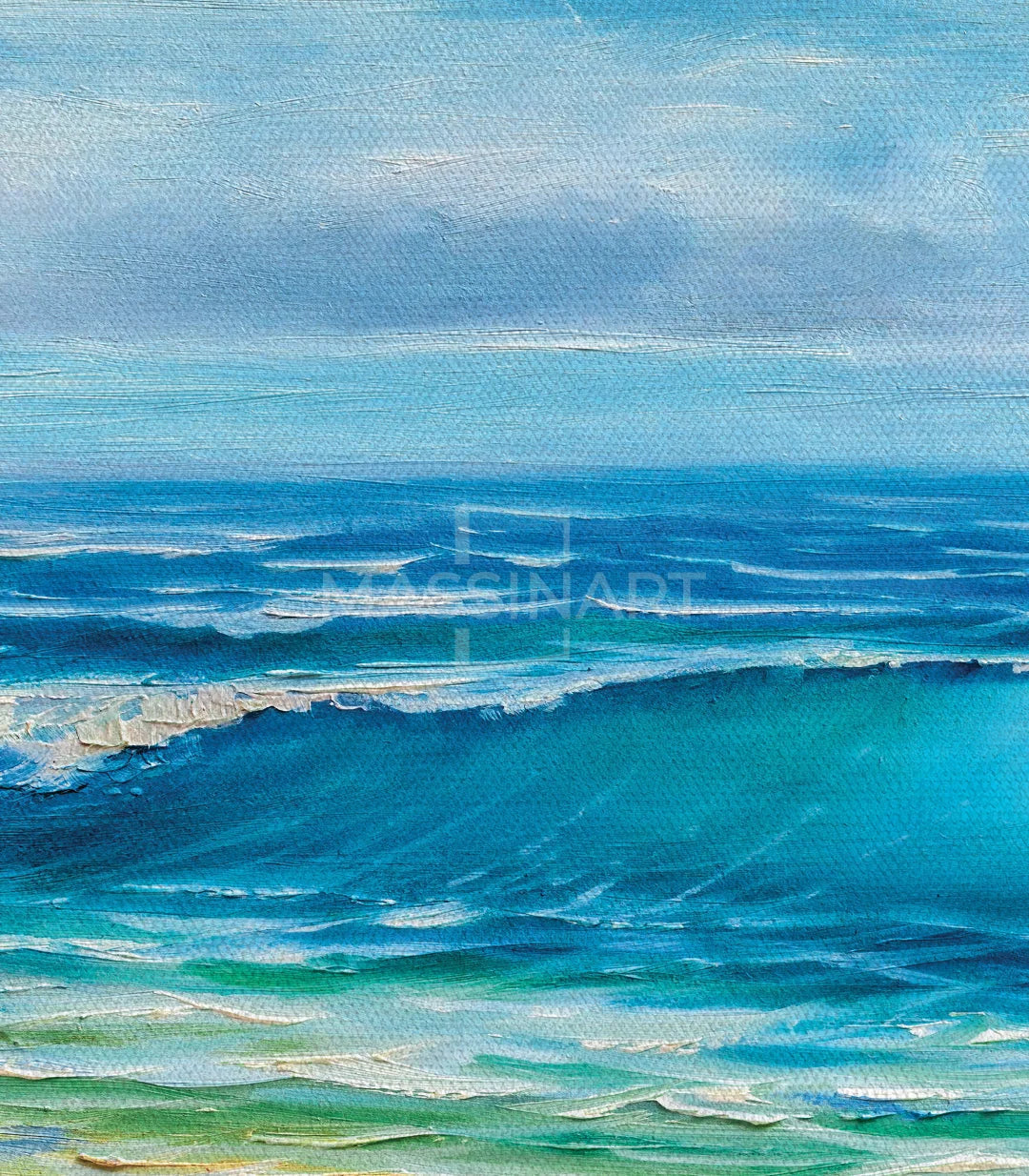 Detalle panel derecho — Olas turquesa y arena natural