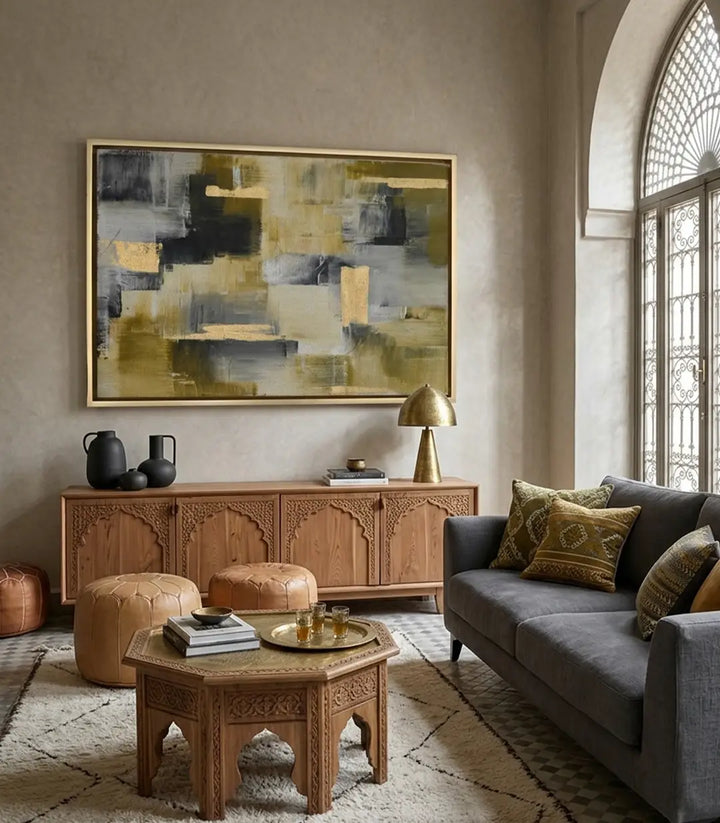 Cuadro Gilded Veins en suite de hotel con decoración contemporánea — Massinart