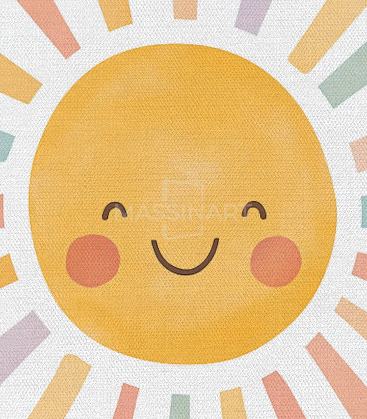 Habitación de niño decorada con cuadro sol sonriente multicolor — Massinart