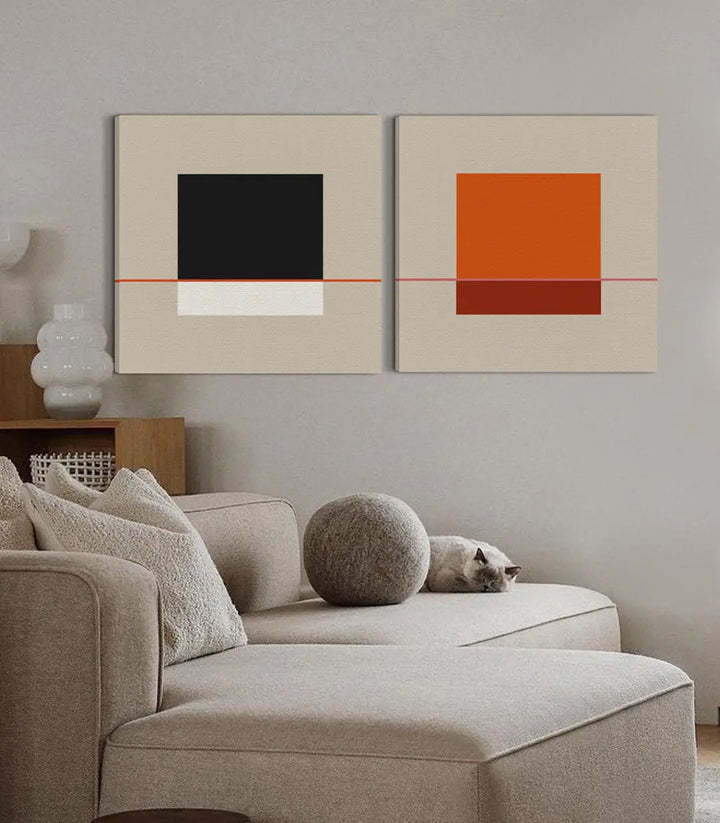 Decoración interior contemporánea, cuadros abstractos minimalistas Equilibrio Lineal — Massinart