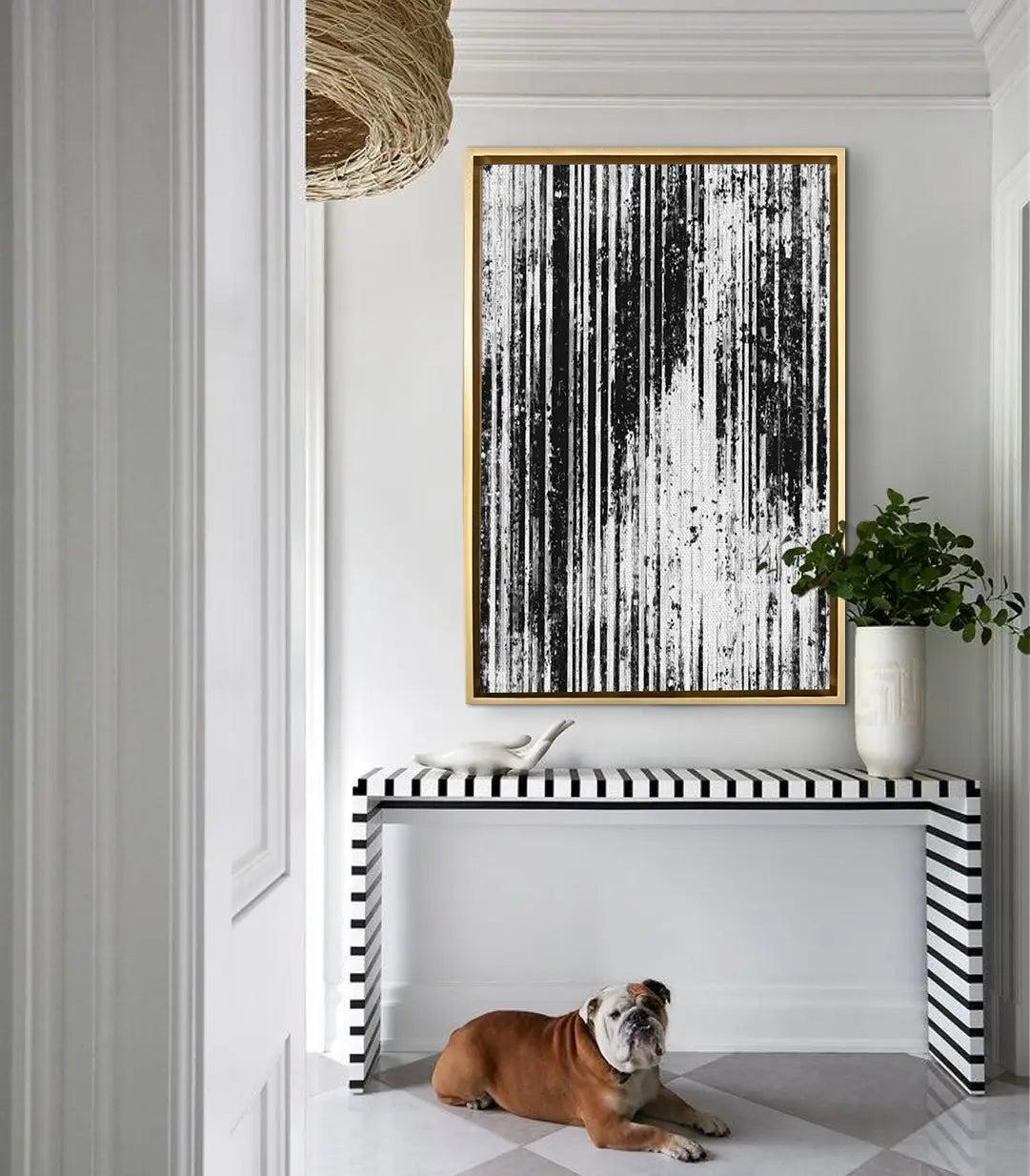 Cuadro Cascading en salón moderno, decoración de pared minimalista, Massinart