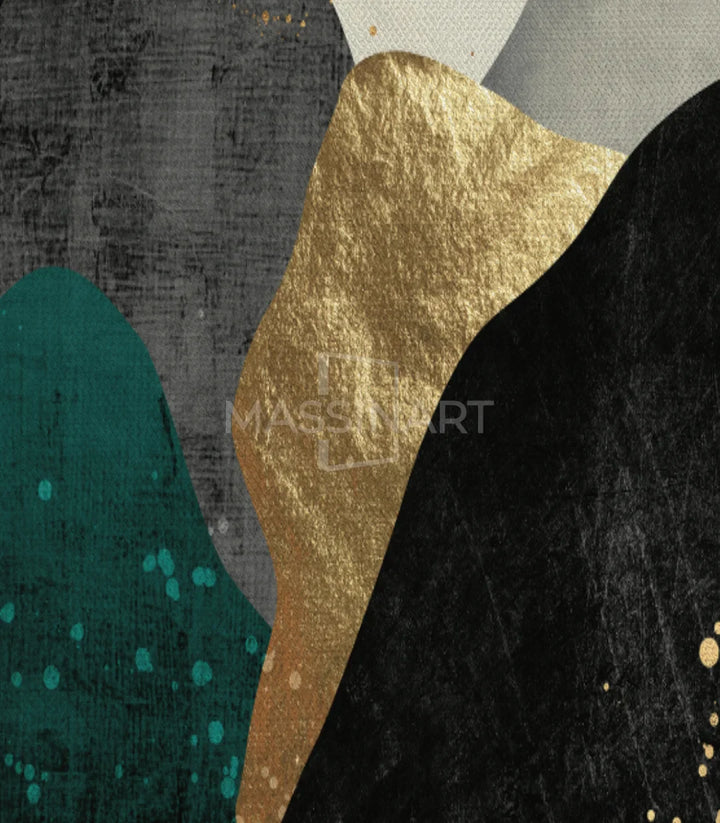 Tríptico abstracto moderno con armonía de colores en salón de estilo contemporáneo, Massinart