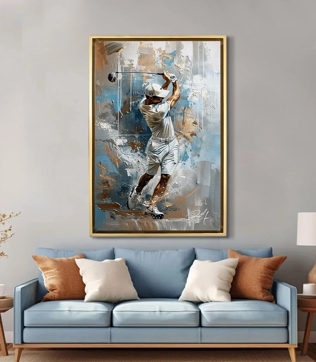 Cuadro The Perfect Hit en salón moderno — decoración mural deportiva Massinart