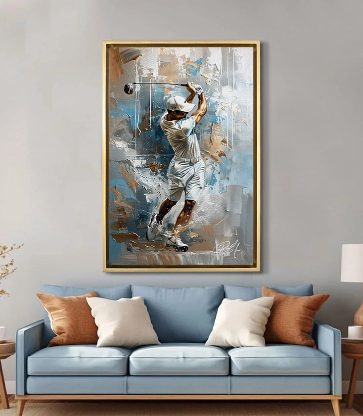 Cuadro The Perfect Hit en salón moderno — decoración mural deportiva Massinart
