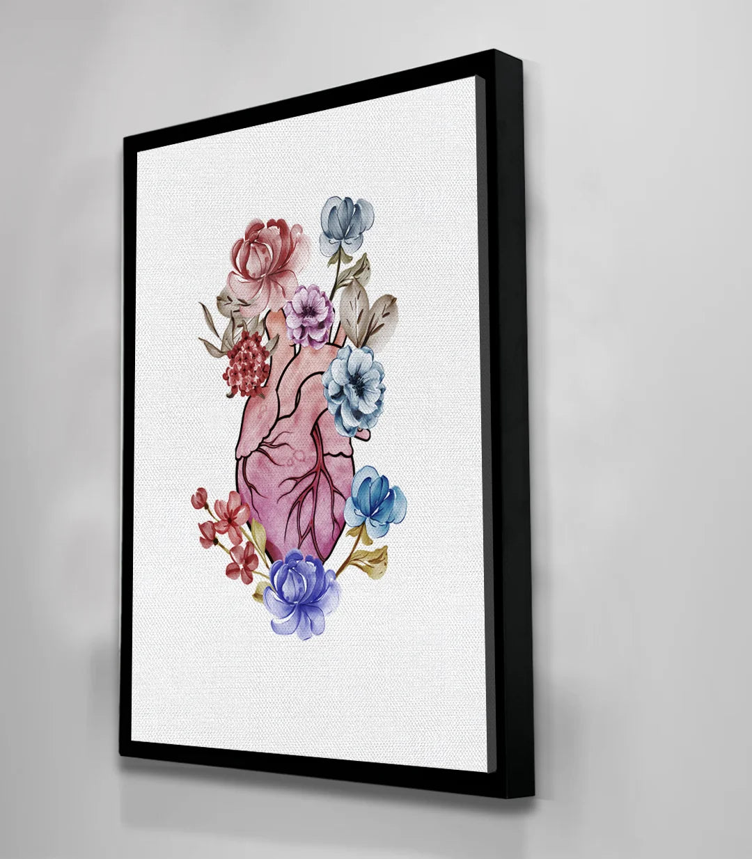 Cuadro Floral Heart decorando un dormitorio en tonos claros — Massinart