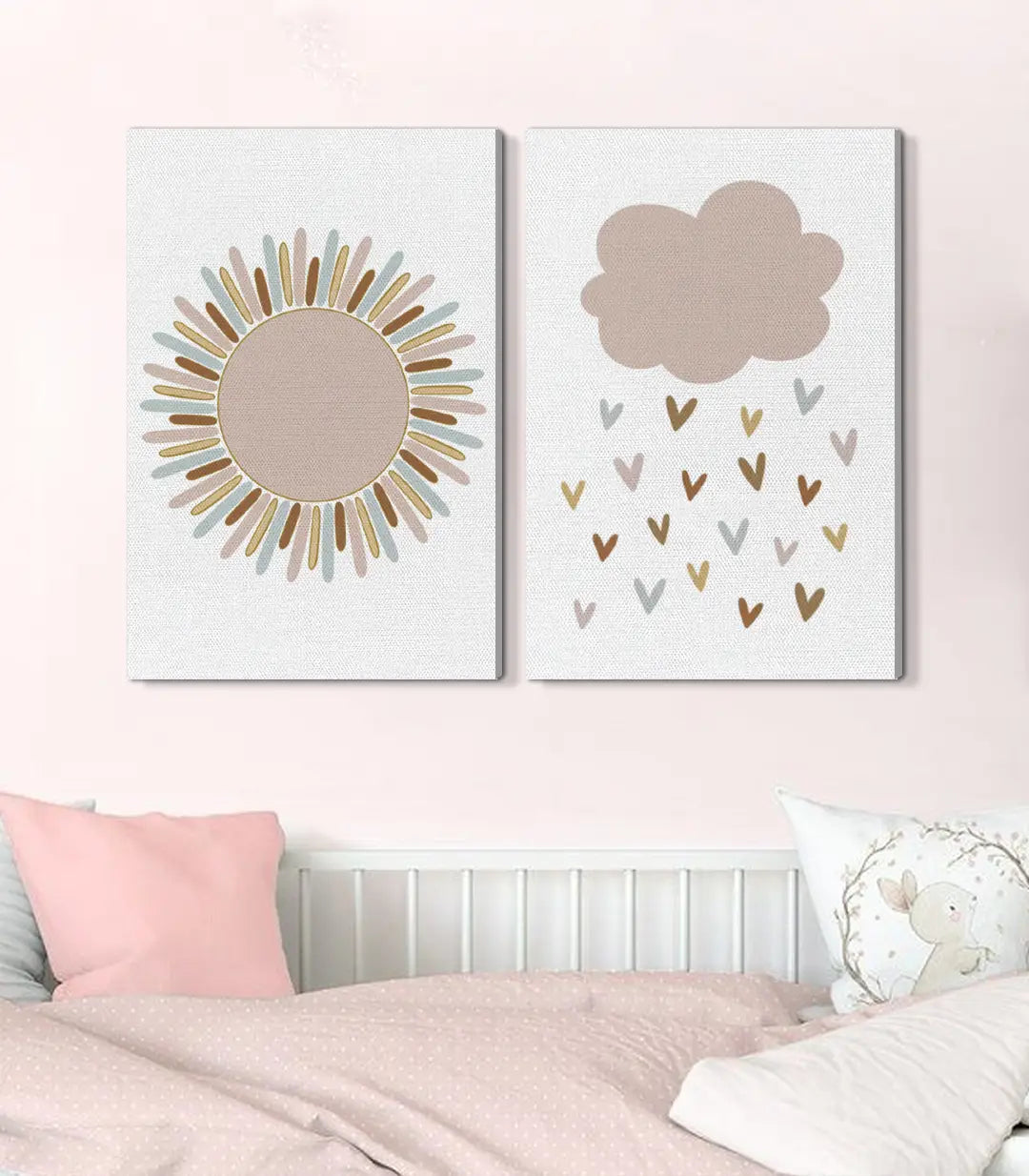 Ambiente habitación bebé niña Sunny Hug díptico Massinart
