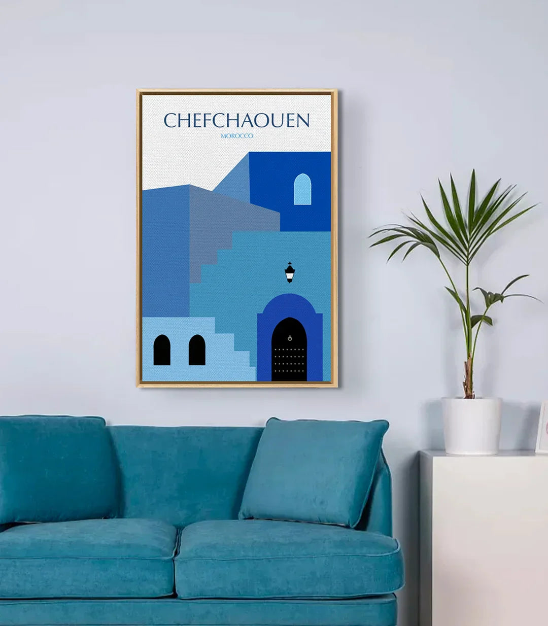 Cuadro Chefchaouen decoración interior salón Massinart