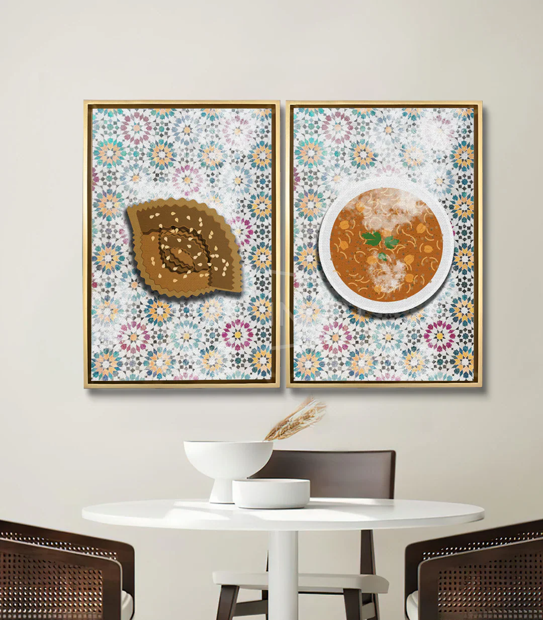 Cuadro Chabakia en comedor — decoración mural díptico pop-art, Massinart