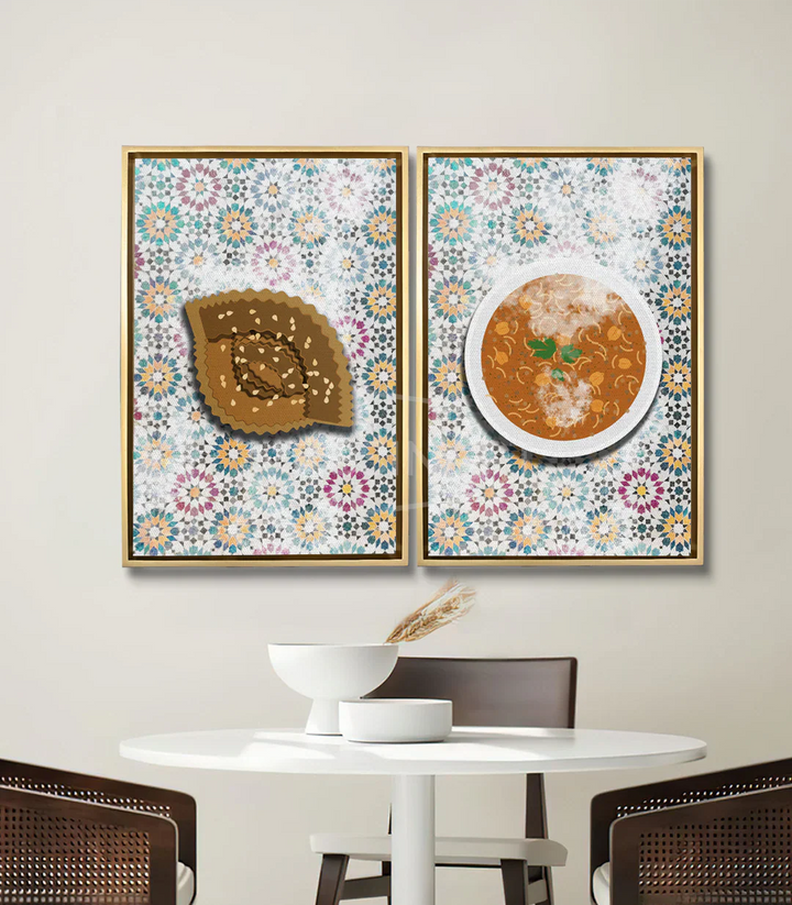 Cuadro Chabakia en comedor — decoración mural díptico pop-art, Massinart