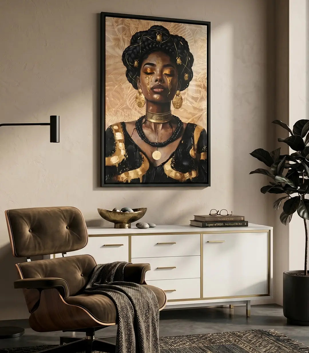 Cuadro Tears of Gold — retrato de mujer africana con lágrimas doradas, foto-arte decorativo Massinart