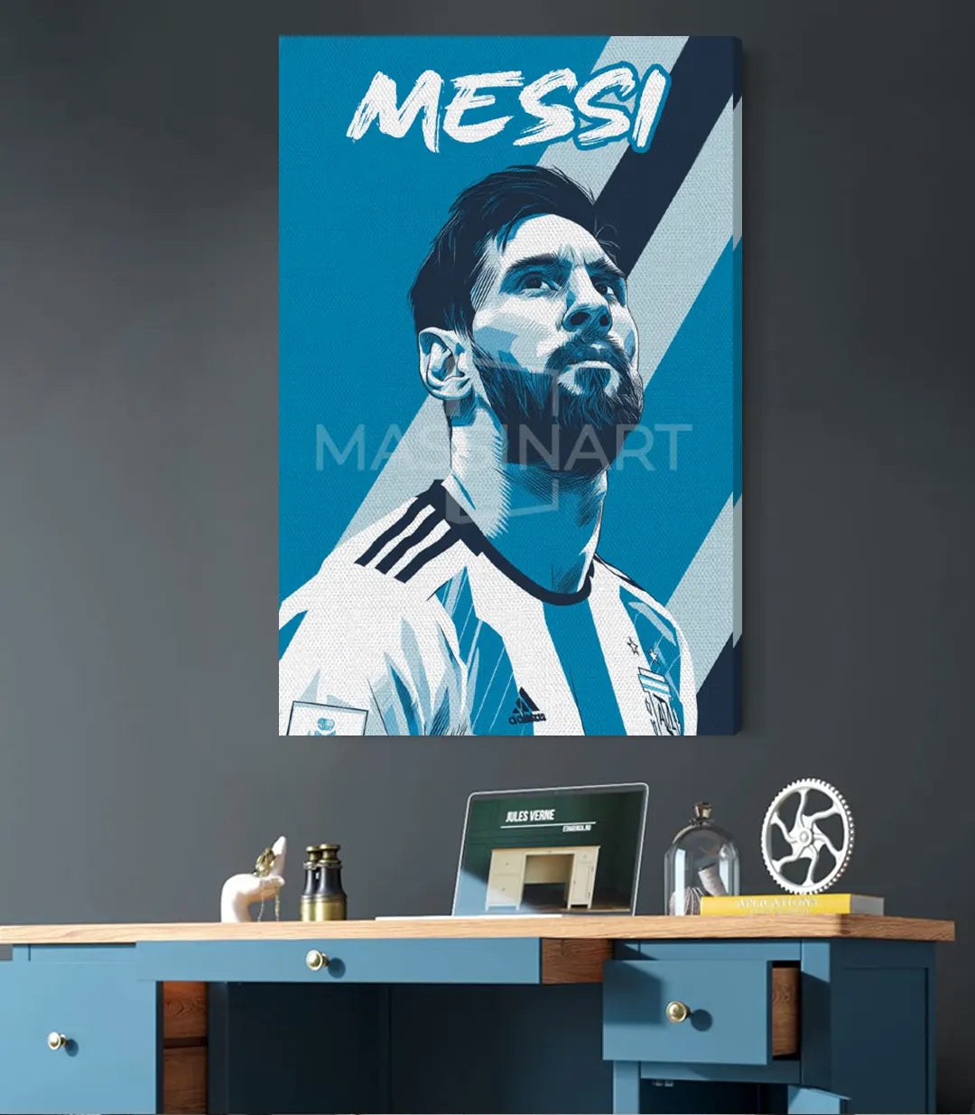 Decoración mural cuadro Messi estilo pop-art gráfico Massinart