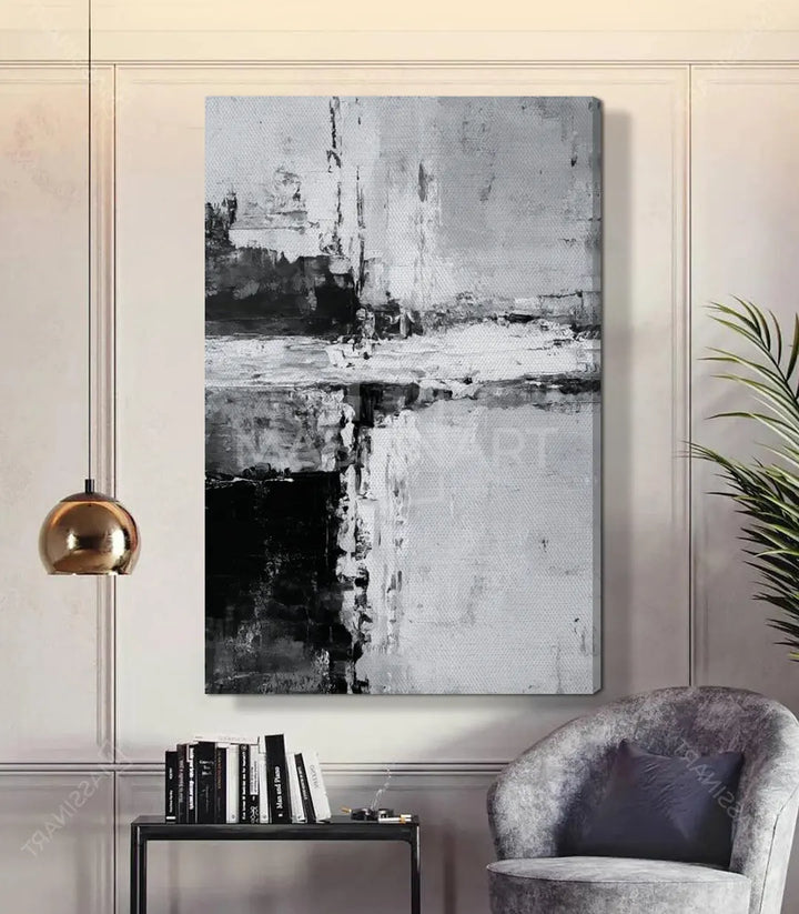 Negro y Nieve – cuadro decorativo blanco y negro para salón moderno o despacho