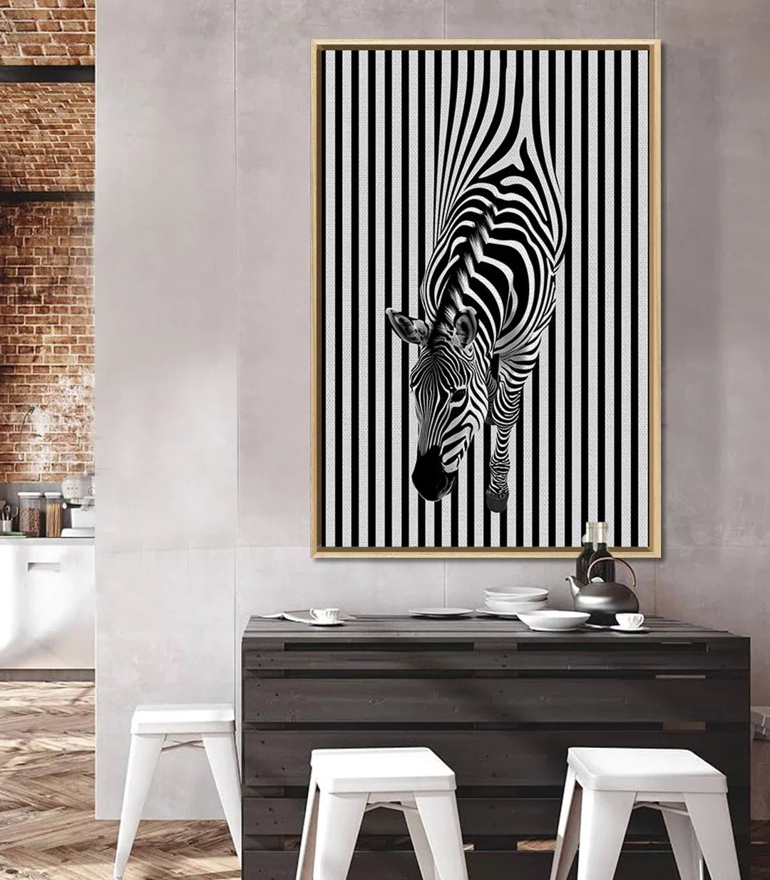 Decoración interior contemporánea — cuadro cebra óptico vertical Massinart