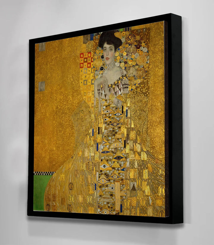 Cuadro retrato Adele Bloch-Bauer con marco negro en salón Massinart