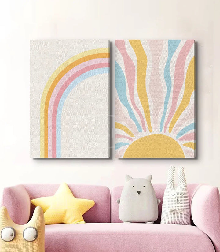 Cuadro arcoíris infantil en decoración de pared — Massinart
