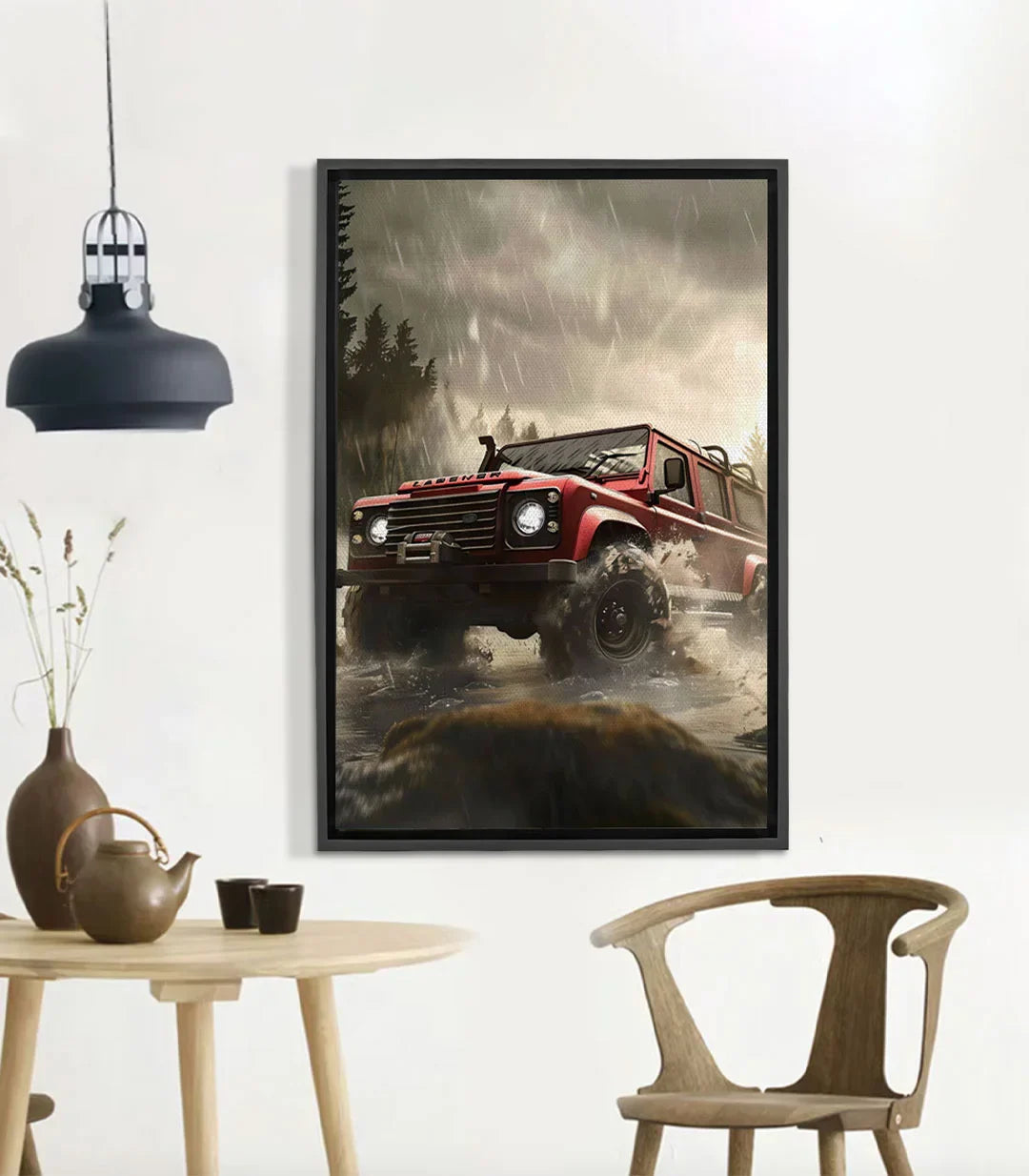 Cuadro fotográfico 4x4 todoterreno bajo la lluvia — Rainy Adventure, Massinart