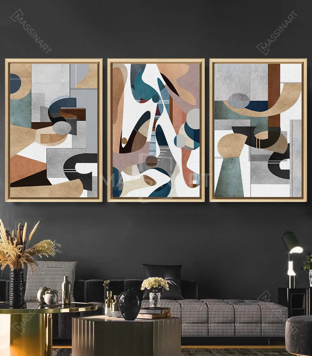 Cuadro Eternity panel derecho — diseño contemporáneo depurado en azul, verde y beige | Massinart