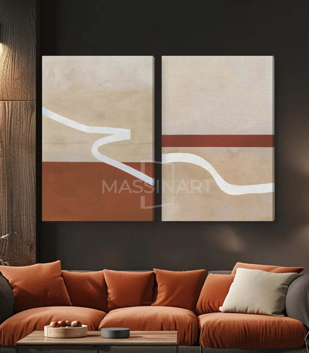 Decoración interior contemporánea con díptico Flux Massinart