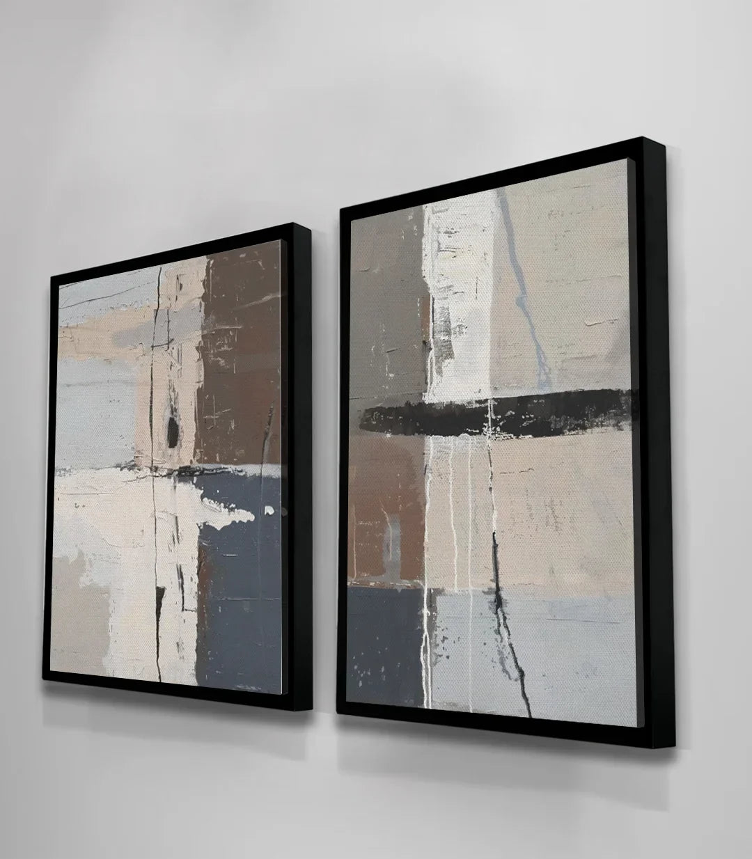 Díptico abstracto minimalista para decoración interior de espacios depurados, Massinart