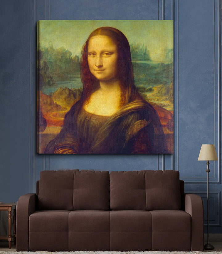Cuadro La Gioconda con marco negro en salón contemporáneo Massinart