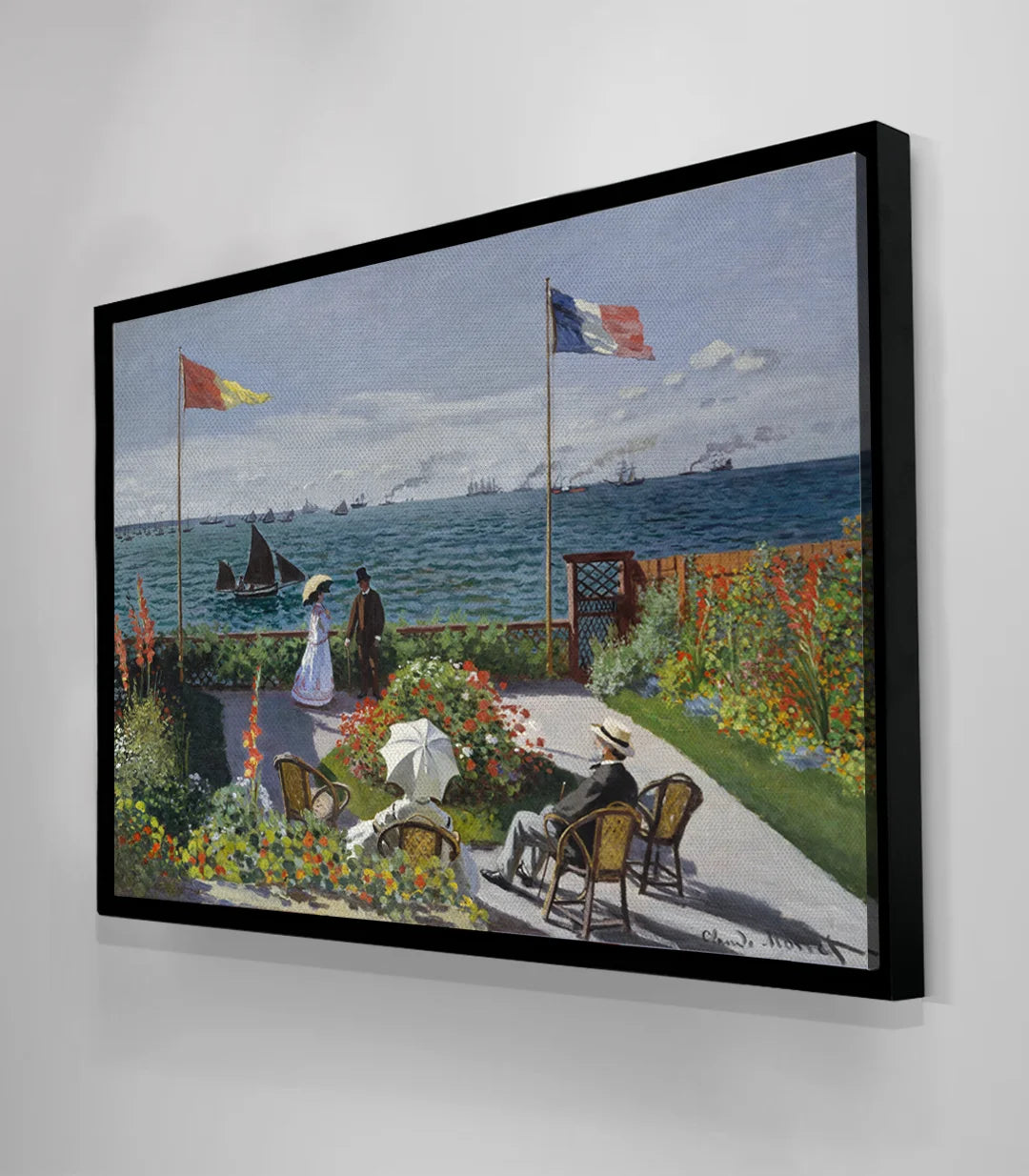 Cuadro Jardín en Sainte-Adresse de Monet en salón con luz natural — Massinart