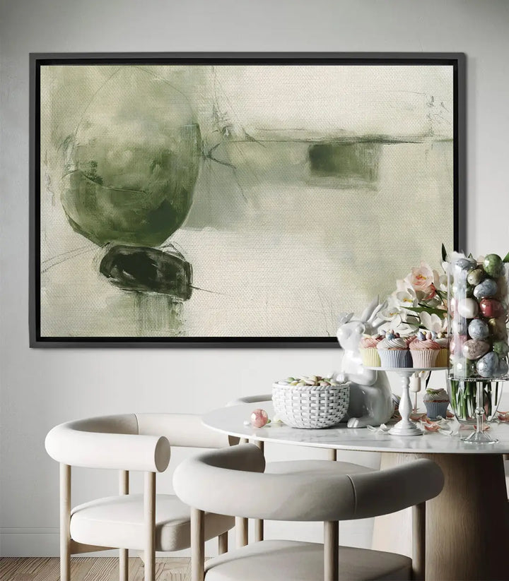 Cuadro Verdra bodegón minimalista con manzana verde y formas abstractas — Massinart