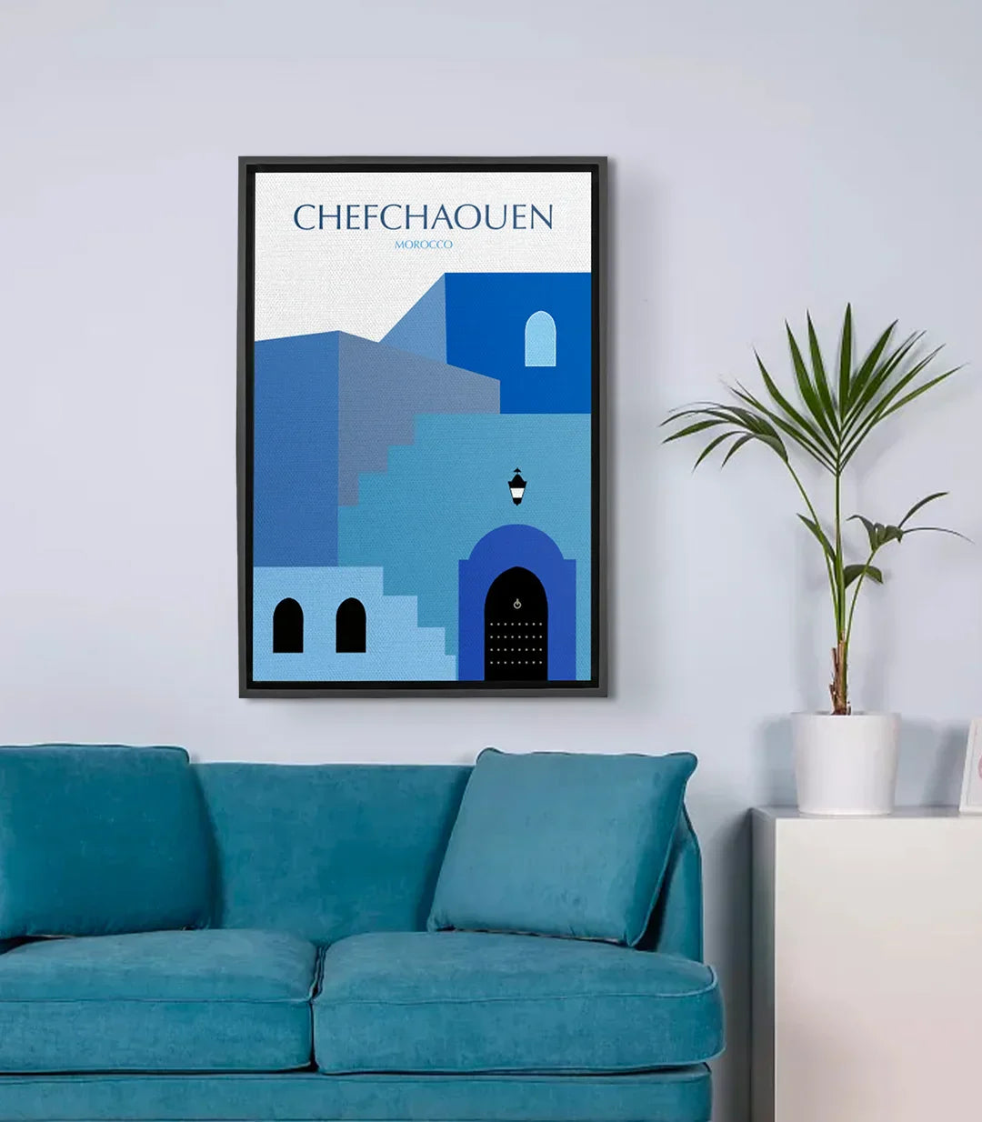 Cuadro Chefchaouen arquitectura azul minimalista Massinart