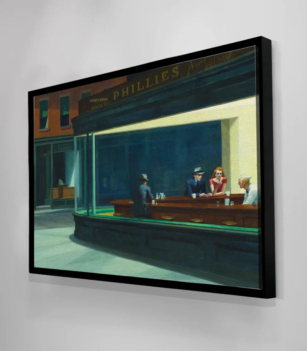 Cuadro Nighthawks en pasillo — café nocturno realista, arte mural decorativo, Massinart