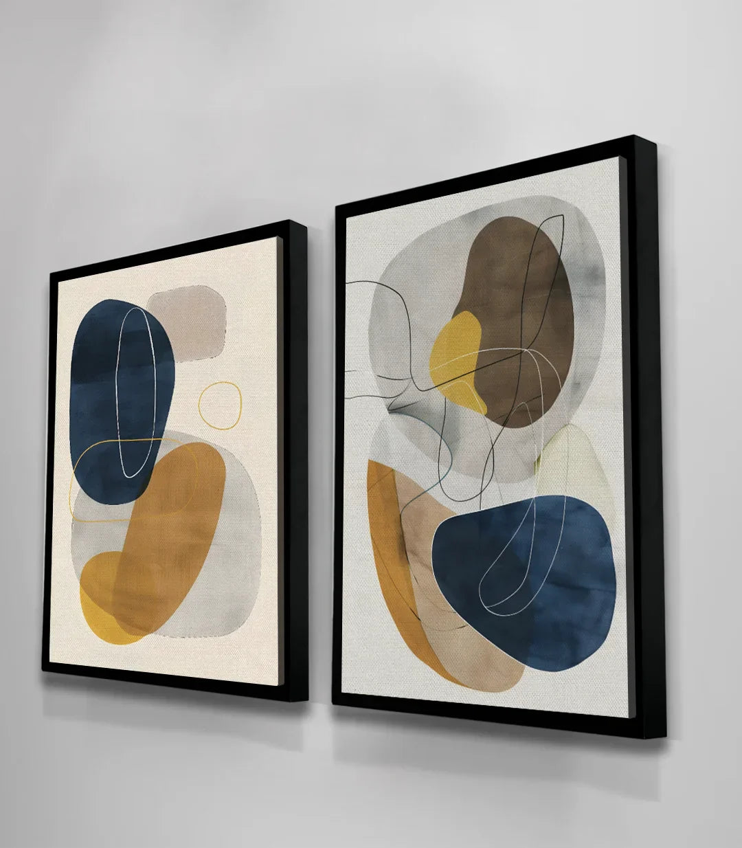 Cuadro Sway díptico abstracto minimalista — ambientado en salón moderno con sofá beige | Massinart