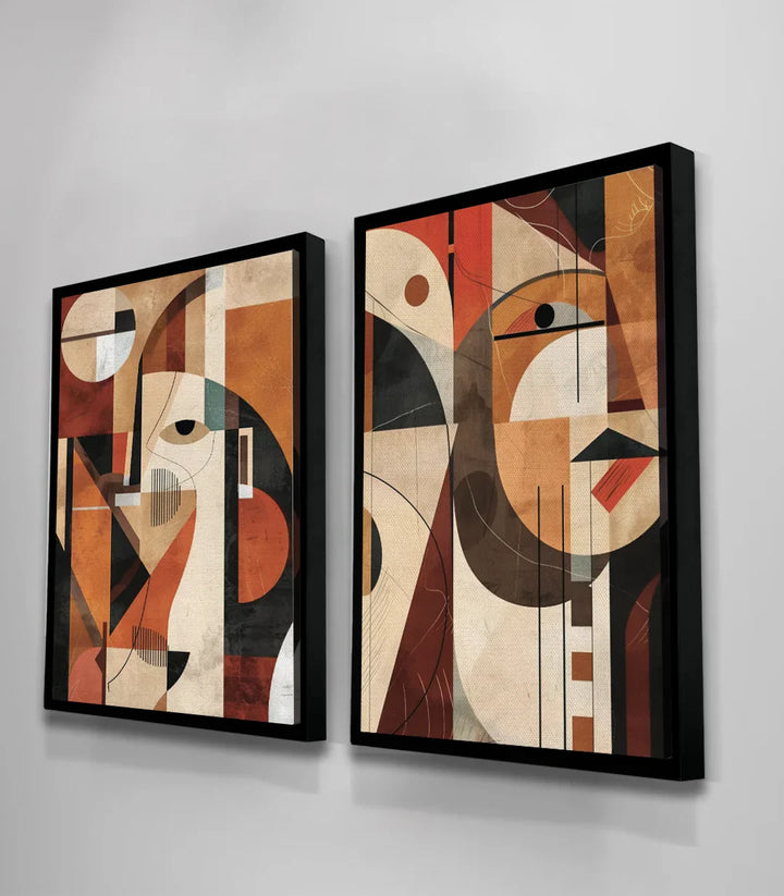 Cuadro Mirror díptico en oficina moderna, arte mural minimalista Massinart