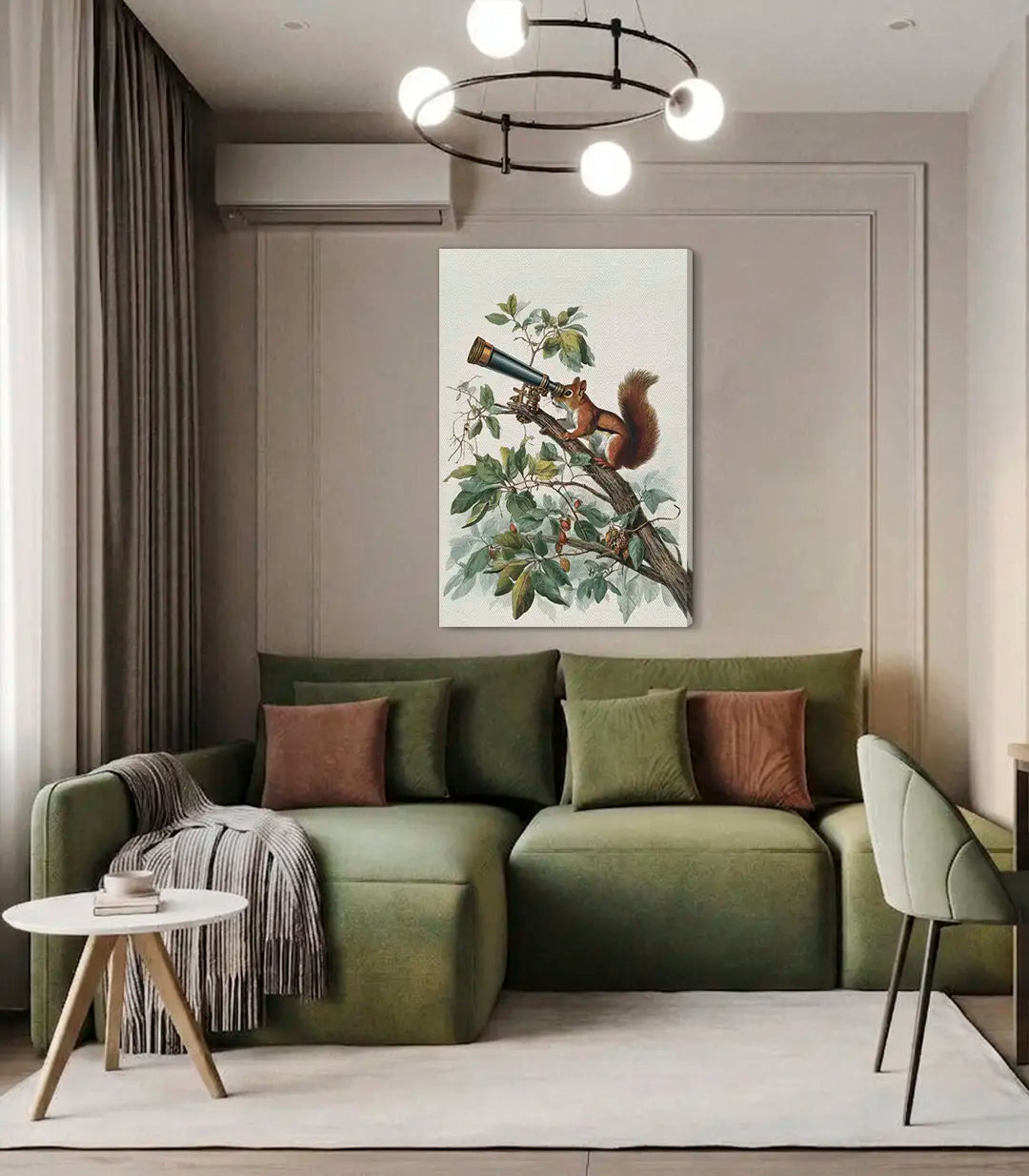 Cuadro Stargazer en salón contemporáneo con cojines terracota — decoración mural Massinart