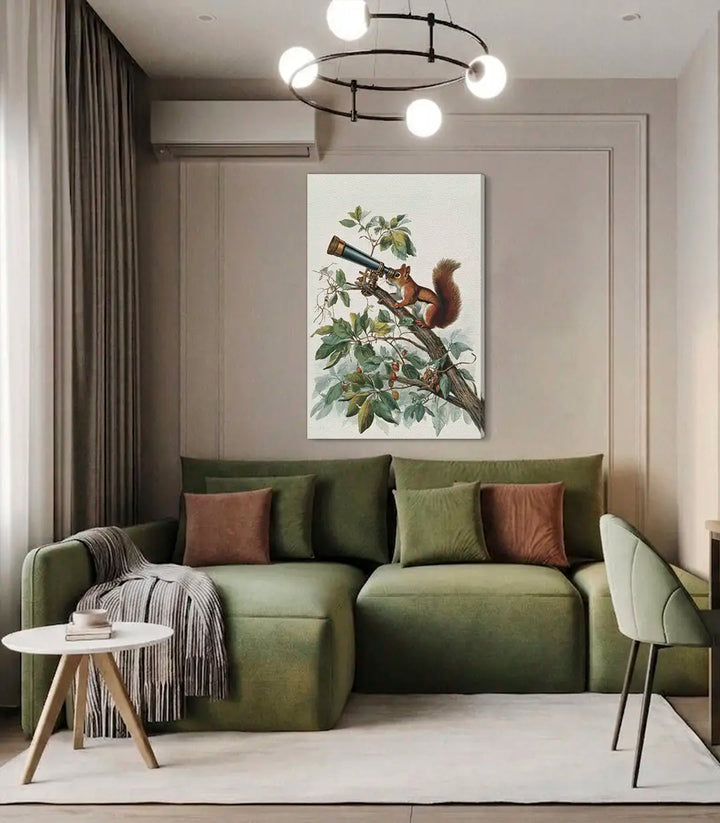 Cuadro Stargazer en salón contemporáneo con cojines terracota — decoración mural Massinart