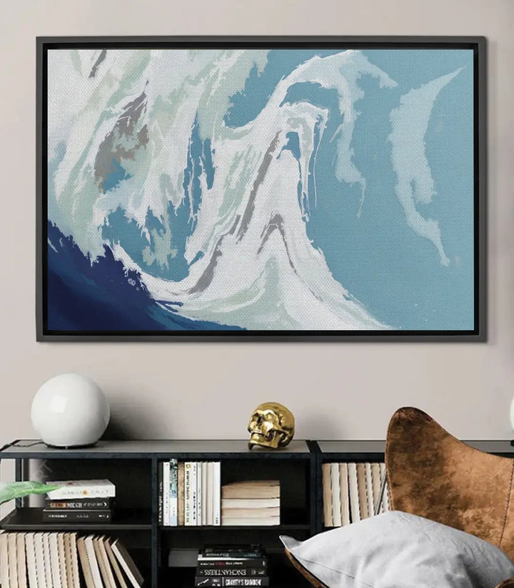 Cuadro Frozen Wave abstracto azul y blanco glaciar — Massinart